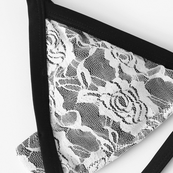 Last one L!!! Sexy black and white lace bikini set - Picture 4 of 4